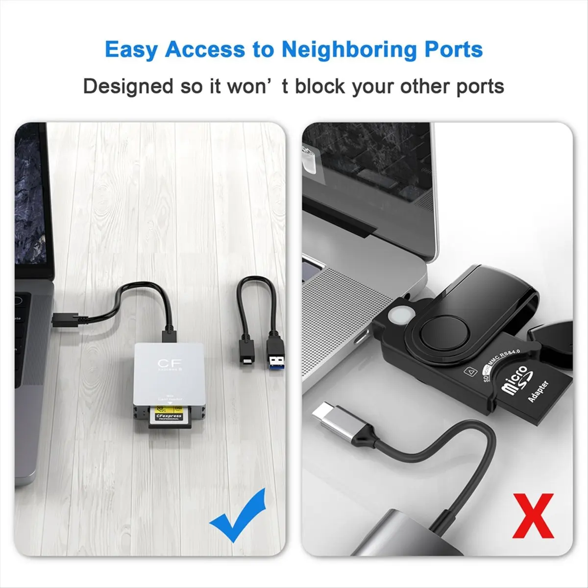 ●2 in 1 CFexpress Type B SD Card Reader CFexpress Reader USB 3.2 10Gbps Dual-Slot with USB C to USB C/A Cable for SLR-ABFB