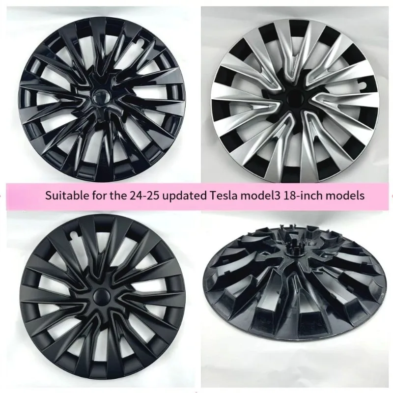 Compatible with Tesla Model 3 Highland 2024+ Turbine Cyclone Wheel Covers Full Rim Anti-Scratch Hubcaps 4Pcs