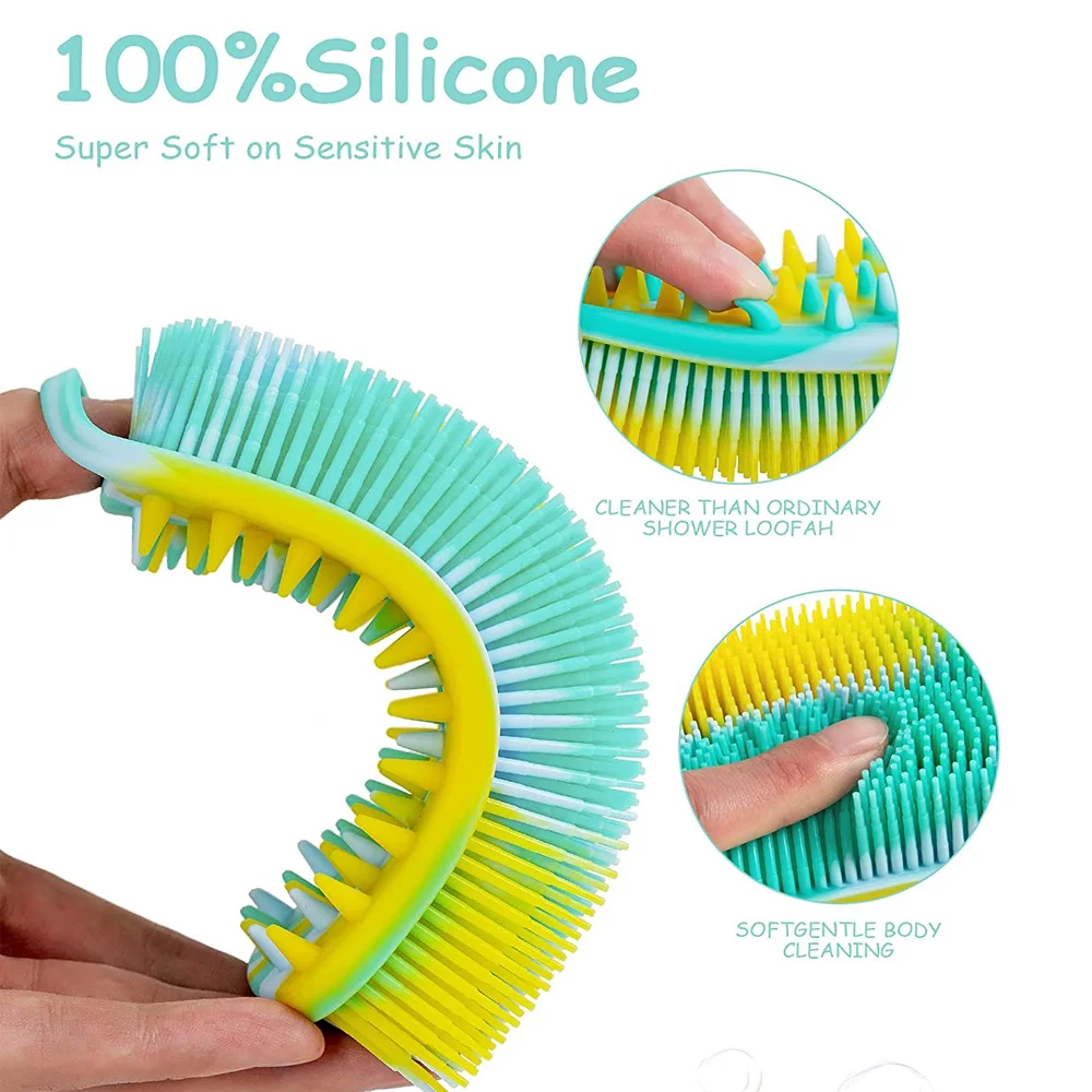 Silicone Body Scrubber 2 in 1 Body Brush & Hair Scalp Brush for Shower and Bath Stimulating Blood Circulation Shower Accessories