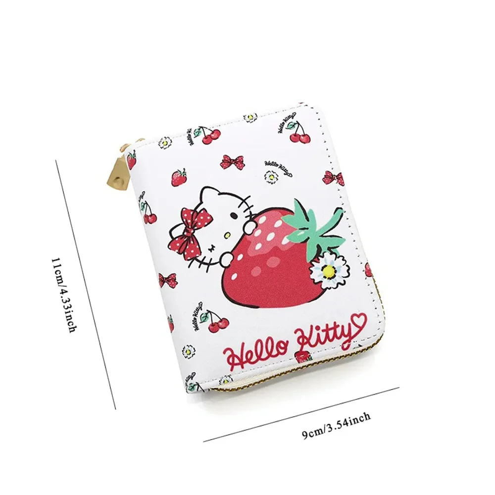 Sanurgente Hello Kitty Cartoon PU Leather Wallet Bags, KT Cat, Cute Folding Card Bag, Female Walle, Girls Gifts