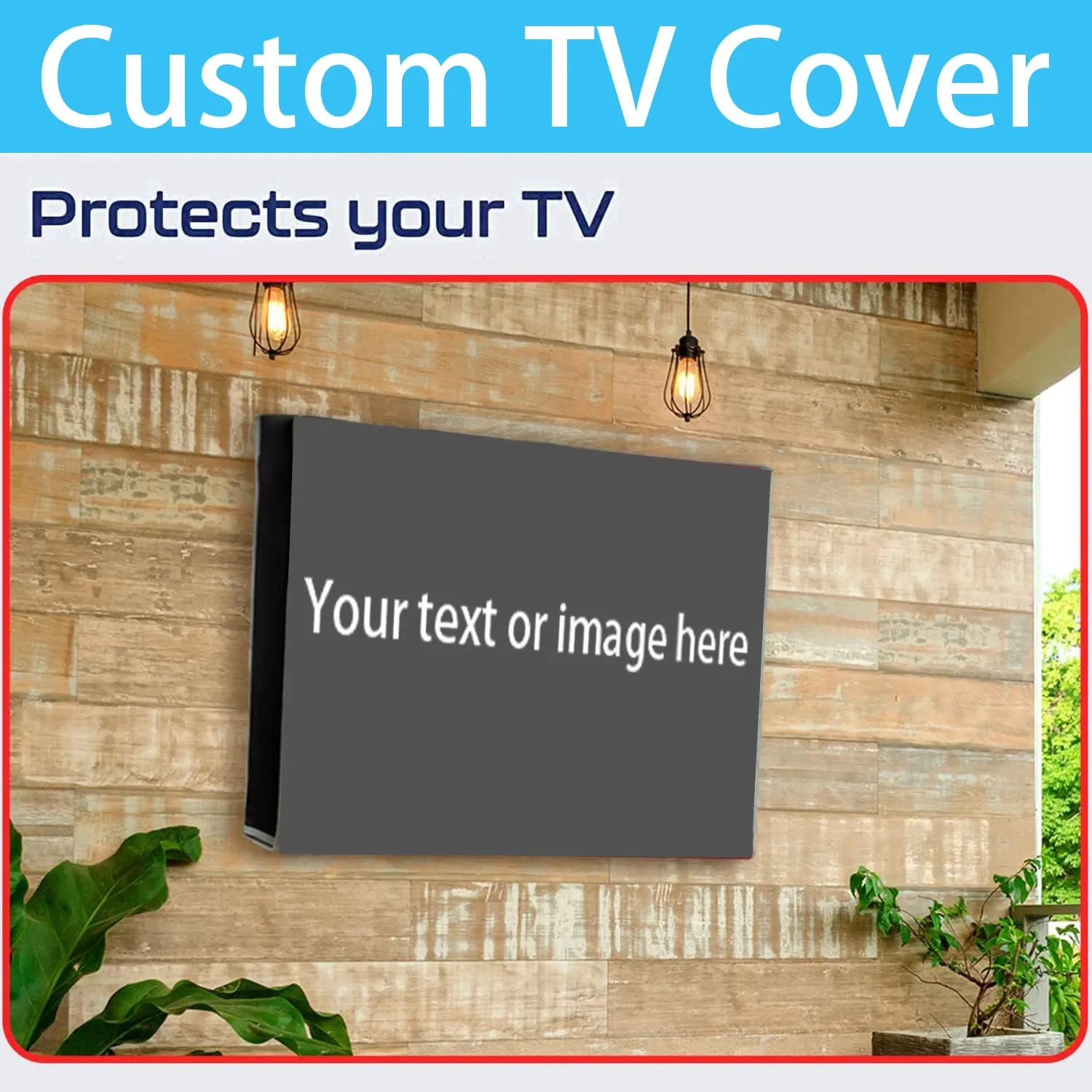 Custom Text Image TV Cover 19-80 Inch Dust Proof Outdoor TV Protection Cover Household Hanging Universal LCD TV Decoration Cover