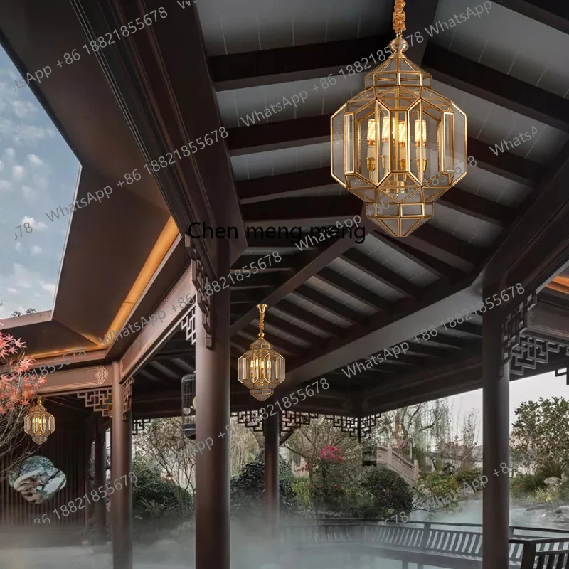All copper entry chandelier, villa door chandelier, balcony light, gazebo corridor, sun room chandelier, outdoor waterproof.