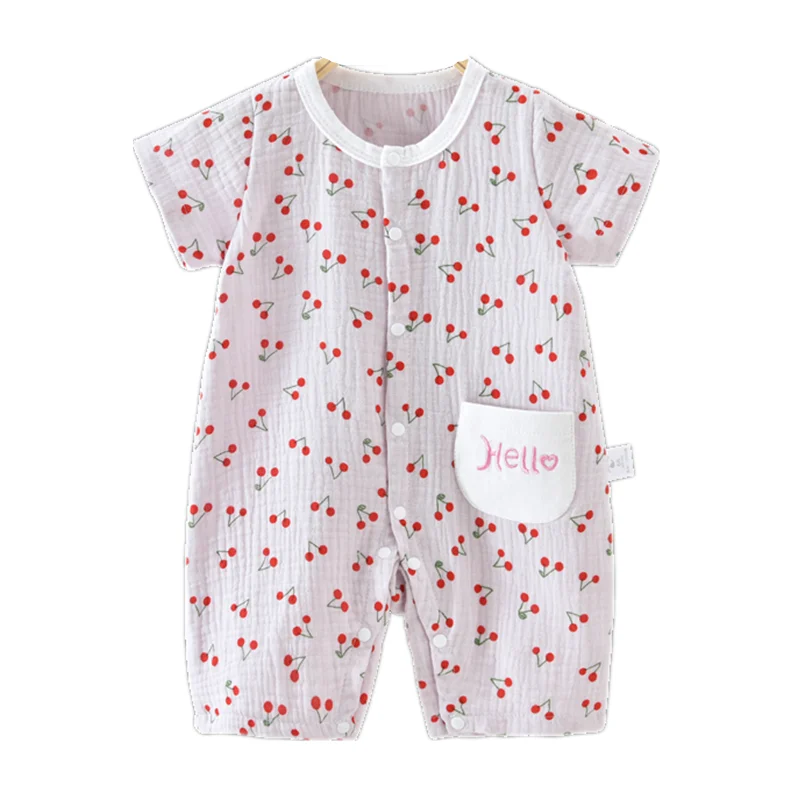 Baby Summer Clothes Newborn Jumpsuit  Infant Girls Boys Muslin Cotton Shorts Sleeve Romper 0-2 Years