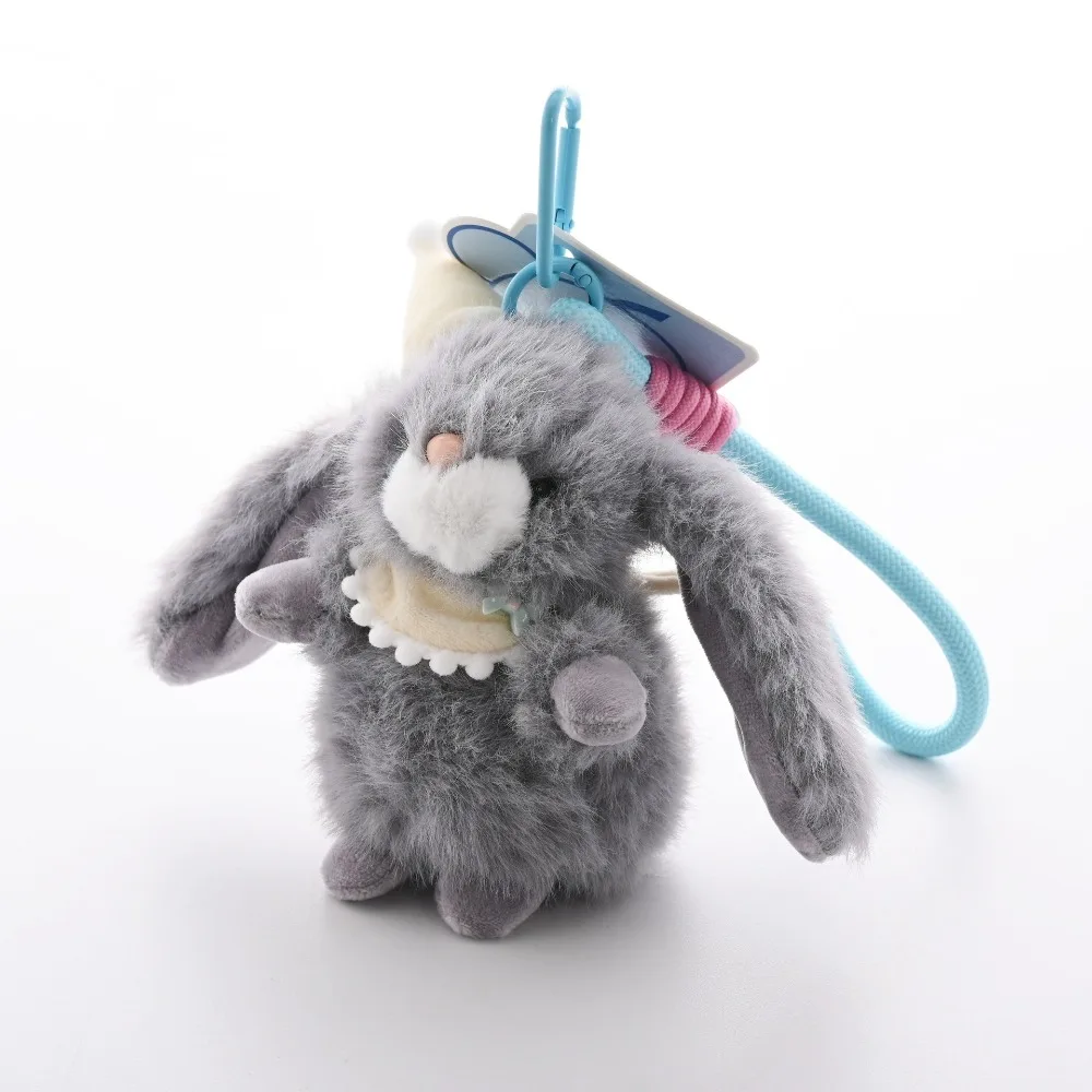 Kawaii dos desenhos animados chapéu coelho chaveiro elefante fofo macio pelúcia boneca pingente brinquedos de pelúcia animal carro chaveiro presente de ano novo