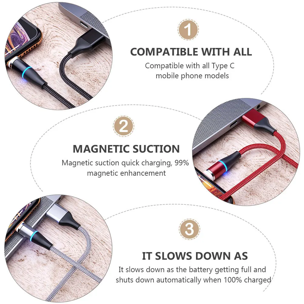 

Fast Charging Magnetic Data Cable Copper Core Type C Phone Charger Strong Suction Automatic Adsorption Mobile Wire