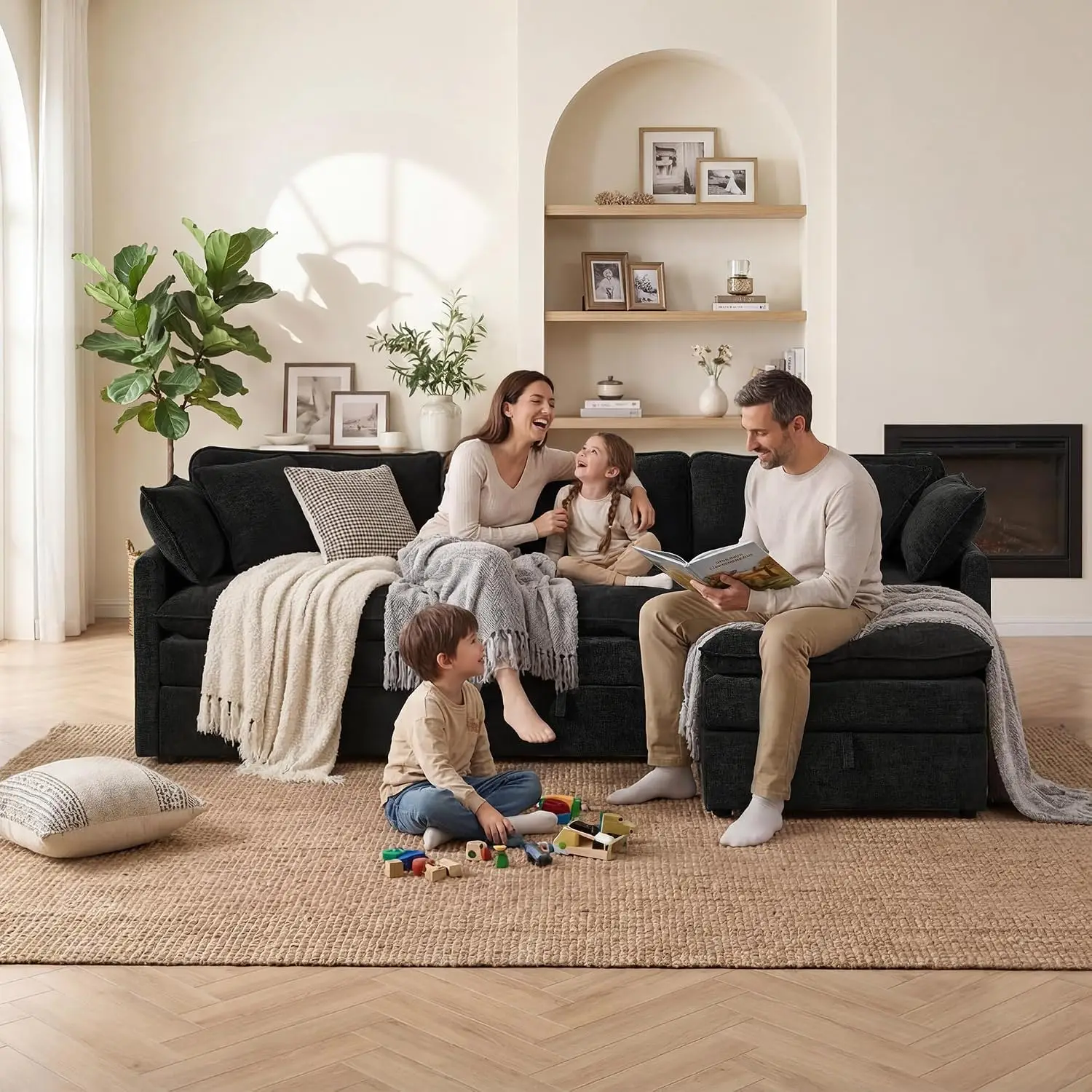 Modular Sectional Sofa with Storage Ottomans,103