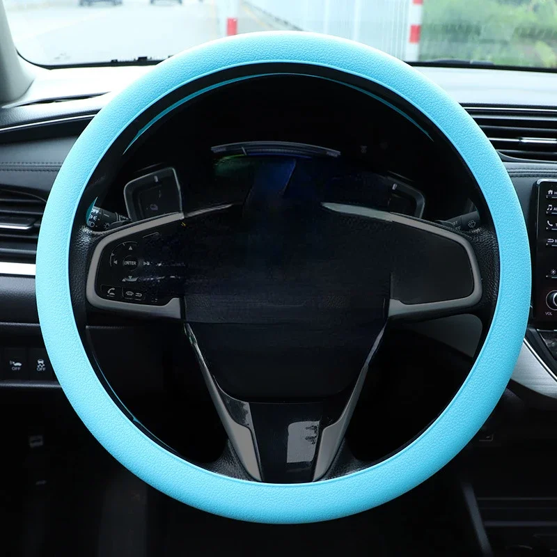 Car Universal Silicone Steering Wheel Cover Elastic Glove Cover Texture Soft Multi-color Automotive Decorative Cover Accessories