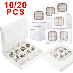 10/20/50Pcs, 16 Grids Cake Box w/Window, Paper Bakery Box, Cajas Pasteles, Cake/Chocolates/Cookies/Pie, Birthday Wedding Party