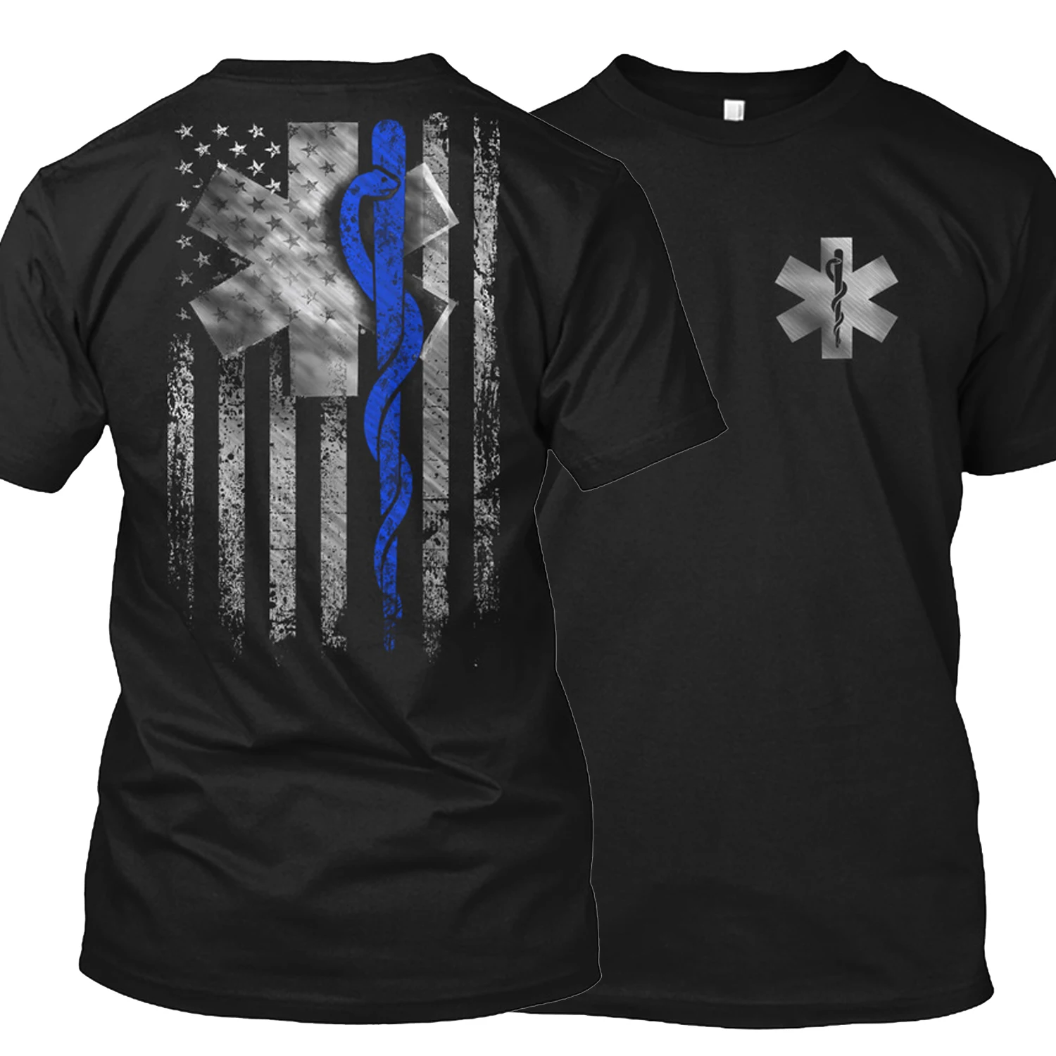 Hot Sale American Flag Star of Life Symbol EMT Medical Paramedic T-Shirt New 100% Cotton O-Neck Short Sleeve Casual Mens T-shirt