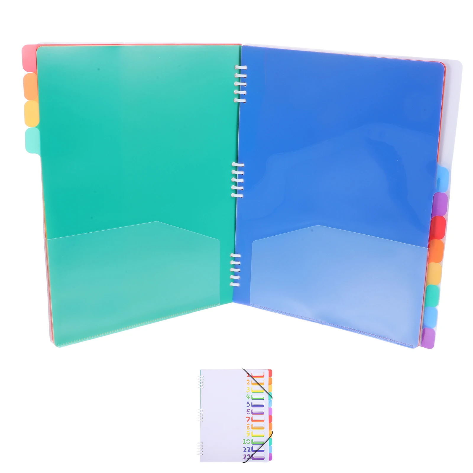

12 Layer Spiral Bound Expanding Document Organizer Heavy Duty Plastic File Folder For School Office Home A4 Letter Size White