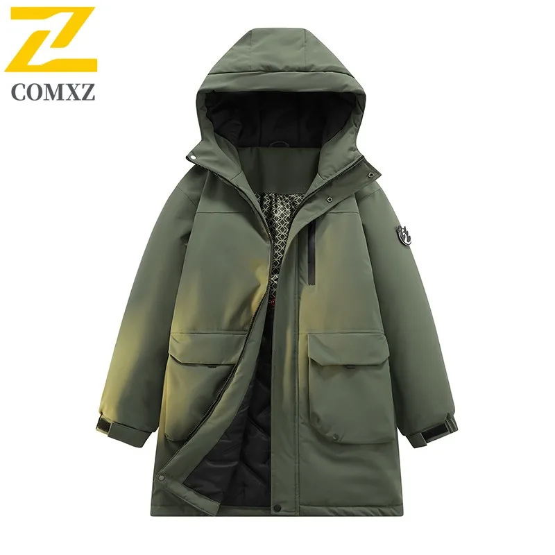 

COMXZ Office Commute Mens Padded Jacket Premium Hooded Lightweight Coat Solid Color Comfortable Cold Protection Winter Clothing