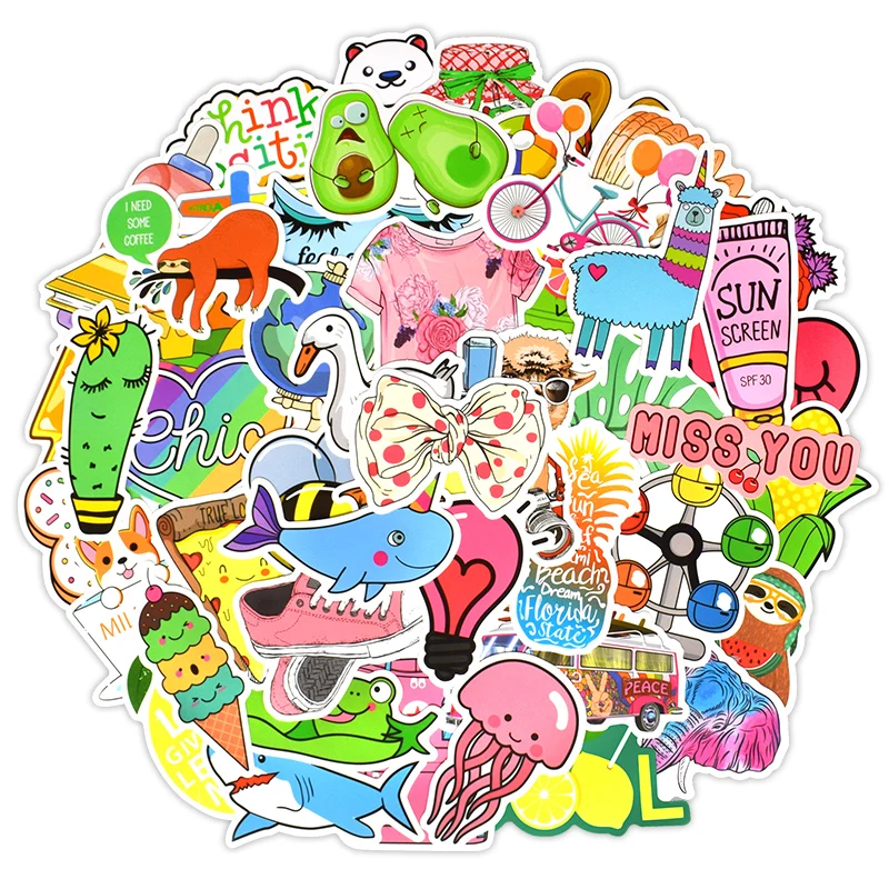 50PCS Artsy Anime Sticker for Girl DIY Laptop Scrapbooking Fridge Car Phone Suitcase Helmet Waterproof Kawaii Stickers for Kids