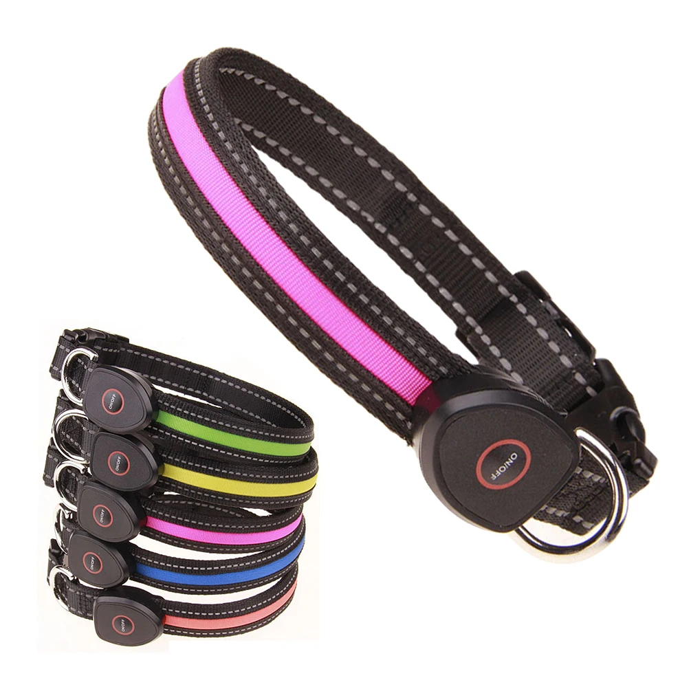 

LED Dog Rechargeable Night Flashing Adjustable Lighted Collar USB Lighted Circular Necklace Safe Walking Pet Tracking