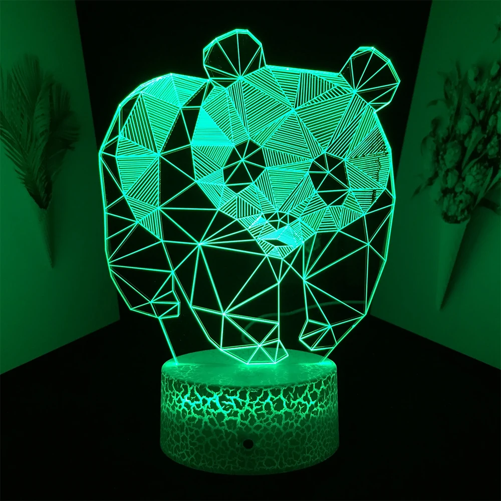 3D Panda Creative Led Novelty light 16 Colors Battery powered USB operated Night lamp Indoor Cute decoration Bedroom Table Lamp