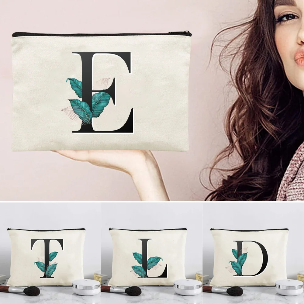 Women's Cosmetiquera Cosmetic Bag Casual Travel Wash Bag Female  Makeup Bag Leaf Print Series 2024 Fashion