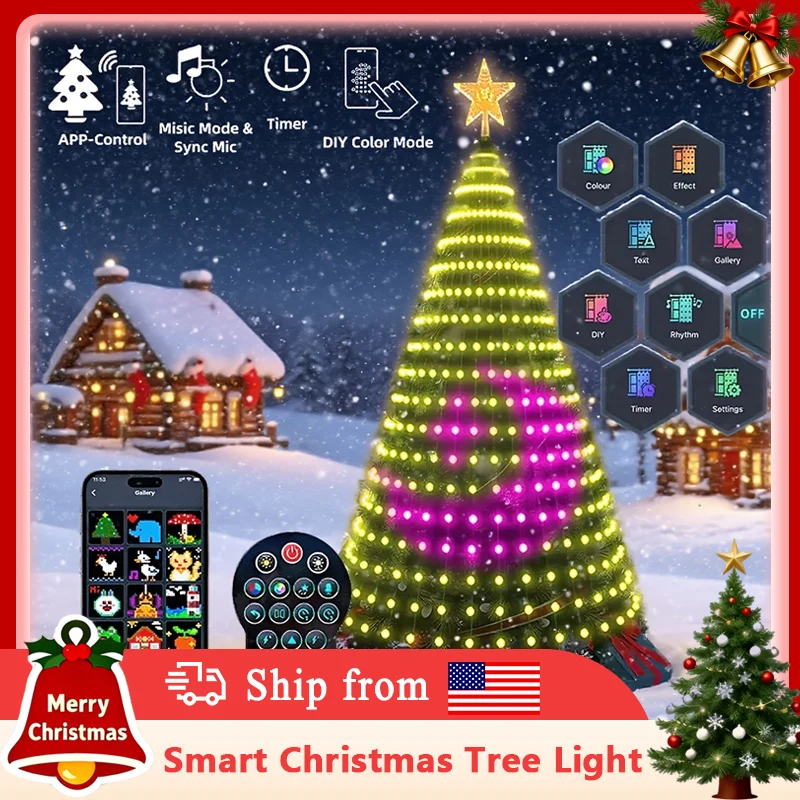 

Smart Christmas Tree Light LED String Light with APP Control Music Sync Waterproof for Outdoor Indoor Christmas Tree Decoration