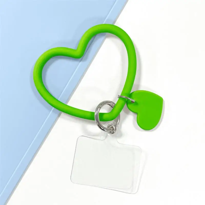 Брелок для мобильного телефона, однотонный силиконовый браслет, оптовая продажа, анти-потерянный брелок для ключей, браслет в форме сердца, ремешок для мобильного телефона