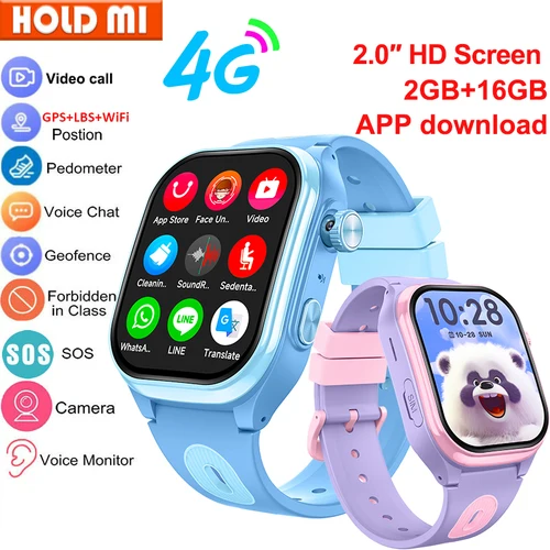Reloj inteligente 4G para niños, GPS, WIFI, aplicación de videollamada, descarga de llamada telefónica SOS, Monitor de reloj inteligente para niños, rastreador de ubicación, regalo para niños y niñas