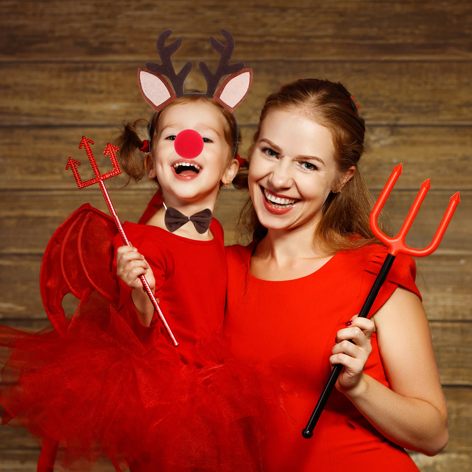 

1Set Reindeer Antler Headband Nose Tail Bowtie Costume Set Holiday Party Cosplay Stage Accessories Reindeer Costume