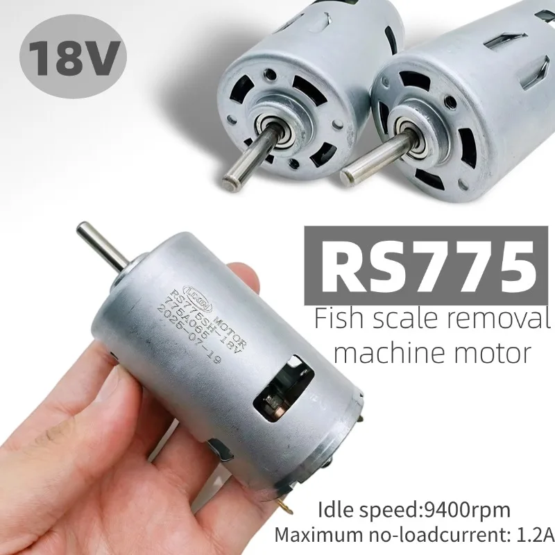 RS775 18V Motor for Fish Descaler, High Power 775 Motor Single Bearing for Electric Tools, 18V 775 DC Motor