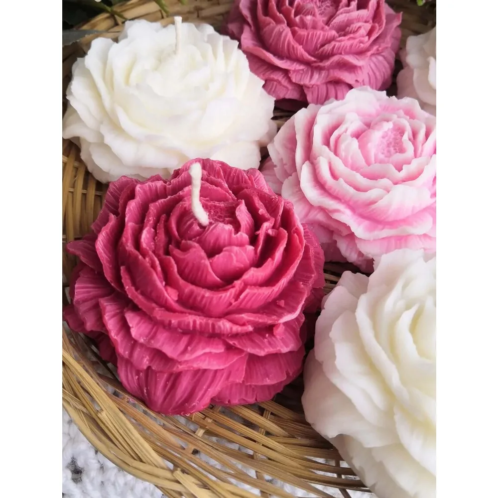 1PC 3D Peony Flower Candle Silicone Mold-Mother's Day Candle Soap Mold-Beeswax Candle Soap Mold image 3