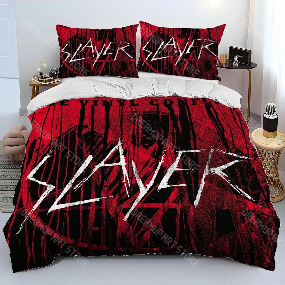 3D Printed Slayer Heavy Metal Band Music Bedding Set for Boys Girls Duvet Cover Twin Queen King Full Single Double Sizes
