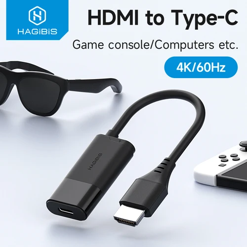 Imagen 1 del producto Hagibis HDMI a USB C convertidor hembra HDMI a AR gafas adaptador carga y reproducción para Switch PS5 Xbox Rokid/Xreal/Thunderbird