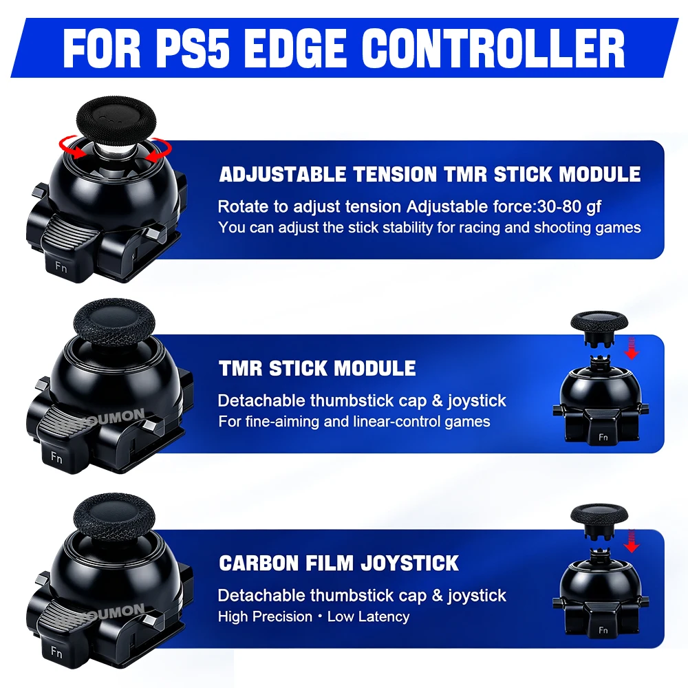 NEU: Für PS5 Edge Spannungsverstellbares Stick-Modul für PS5 Edge Controller, JoyStick-Modul mit eingebautem TMR-Joystick und einstellbarer Dämpfung – Detail 12