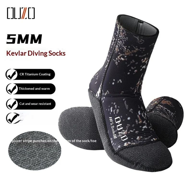 

5MM Camo Neoprene Diving Socks Non-slip Warm Wetsuit Boots Spearfishing Snorkeling Surfing Water Sports Socks For Men Women