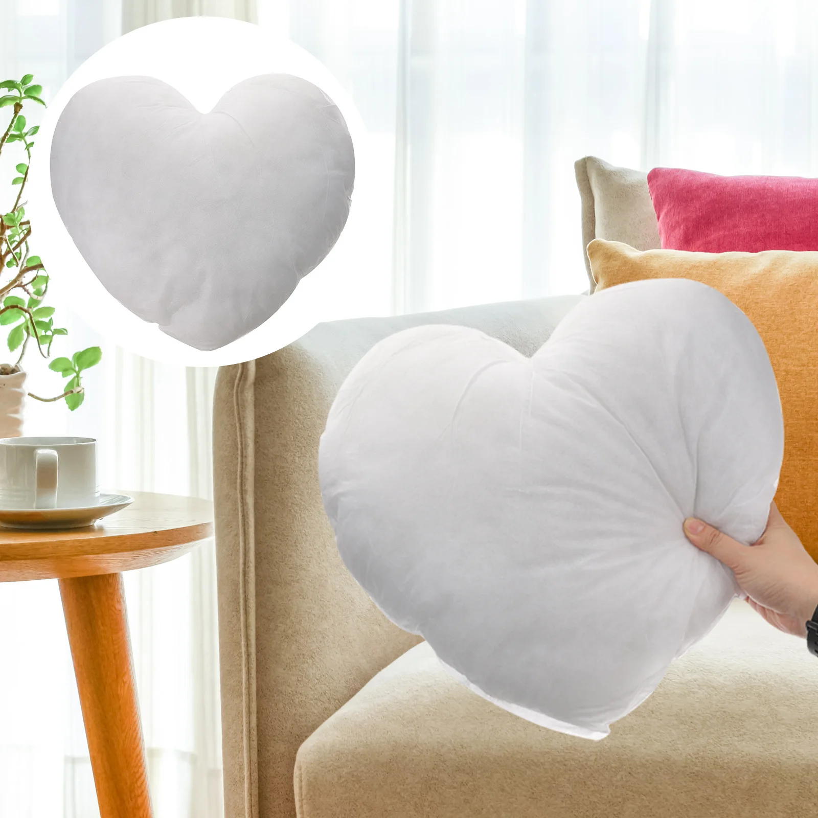 

Throw Pillow Insert Heart Design Fine Workmanship Inner for Sofa Coffee Shop Warm Gift Idea for Friends Family