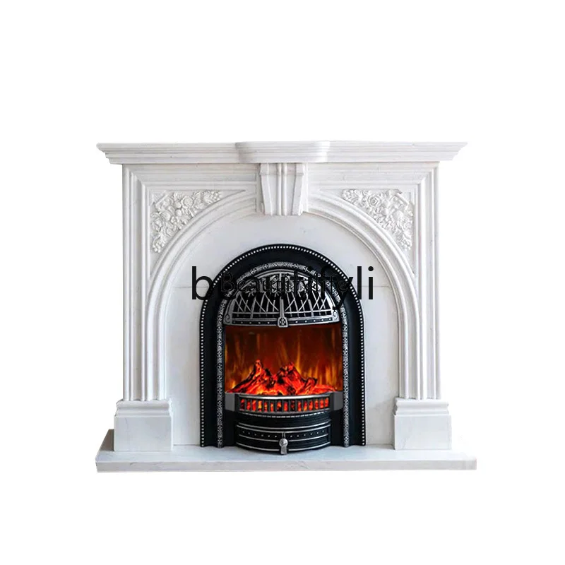 

Marble Fangshan white marble fireplace, French American European simplicity, stone carving customization of the entrance cabinet
