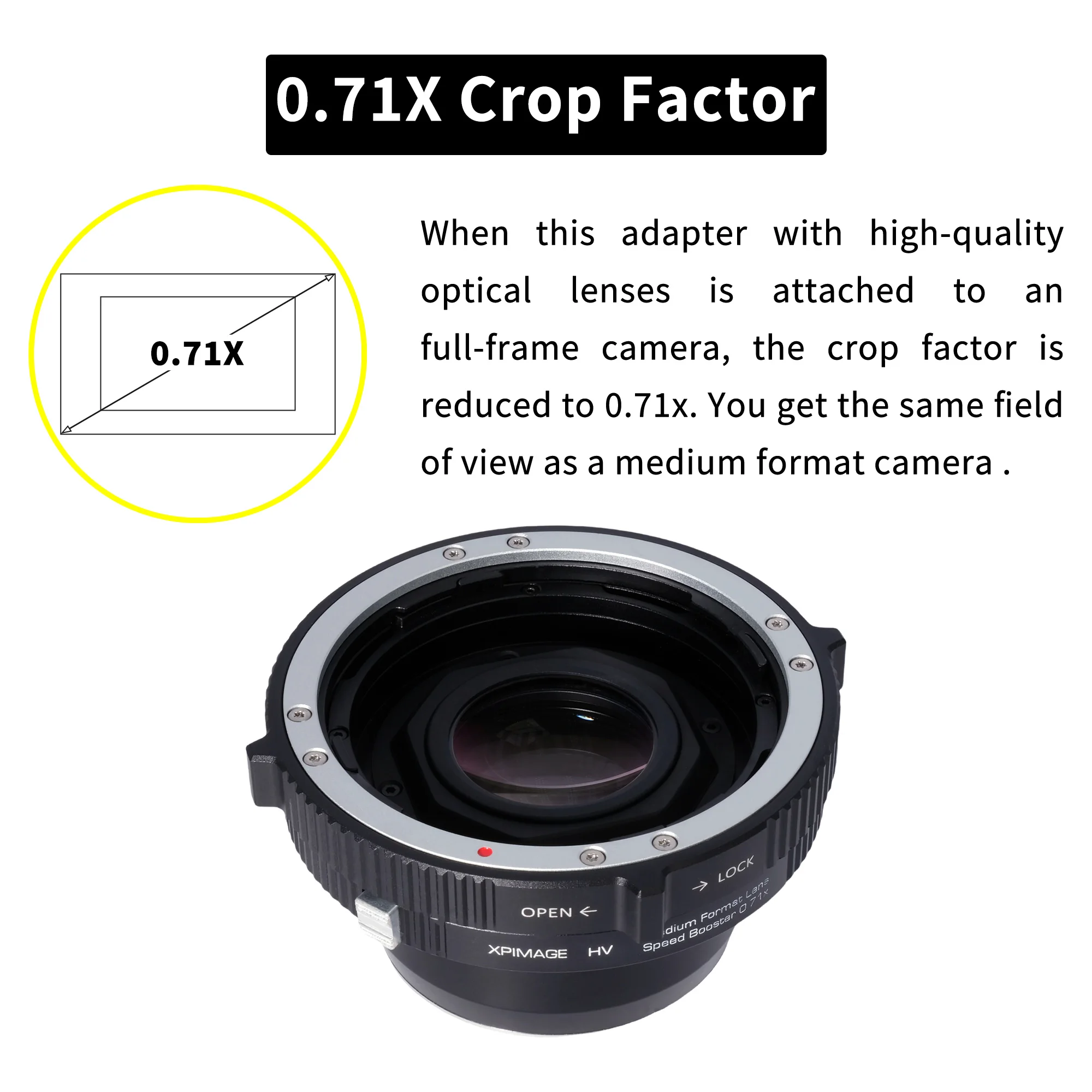 XPIMAGE Speed Booster 0.71X  Optical Focal Reducer Lens Mount Adapter Compatible with Hasselblad  V Lens to Sony E Cameras A7M3