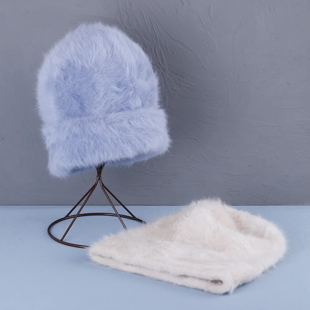 Berretti in pelo di coniglio cappello per donna autunno e inverno peluche berretto carino resistente al freddo caldo cappello peloso