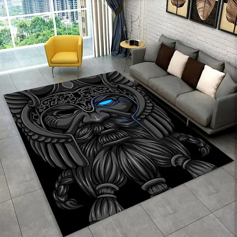 Viking Totem Nordic Rune Valhalla Vegvisir Odin Large Area Rug Non-slip Carpet for Bedroom Living Room Sofa Doormat Floor Mat