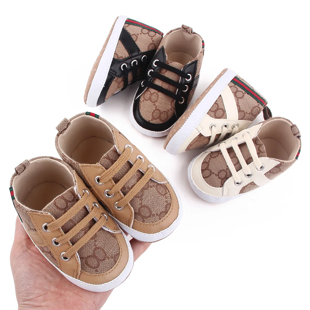 

Newborn Baby Shoes Casual High Top Fashion Design Non-slip Sneakers Boys Soft Sole Non-Slip Toddler Outdoor Shoes First Walkers