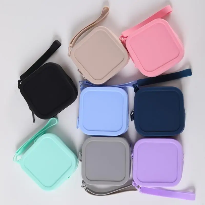 Small Square Coin Purse Light Weight Water Resistant Small Charging Cable Bag