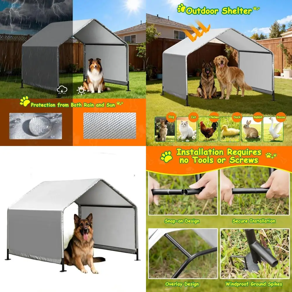 

Medium to Large Outdoor Dog Shade Shelter, Waterproof Tent with Sun Protection & Ground Stakes for Dogs, Cats, Pigs, Chickens, a