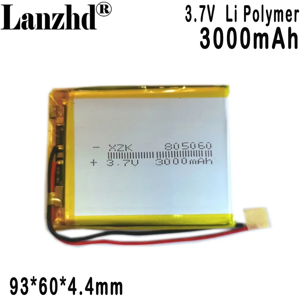 3.7V battery cell 805060 polymer lithium Battery 3000MAH For charging bank LED light fixture car locator