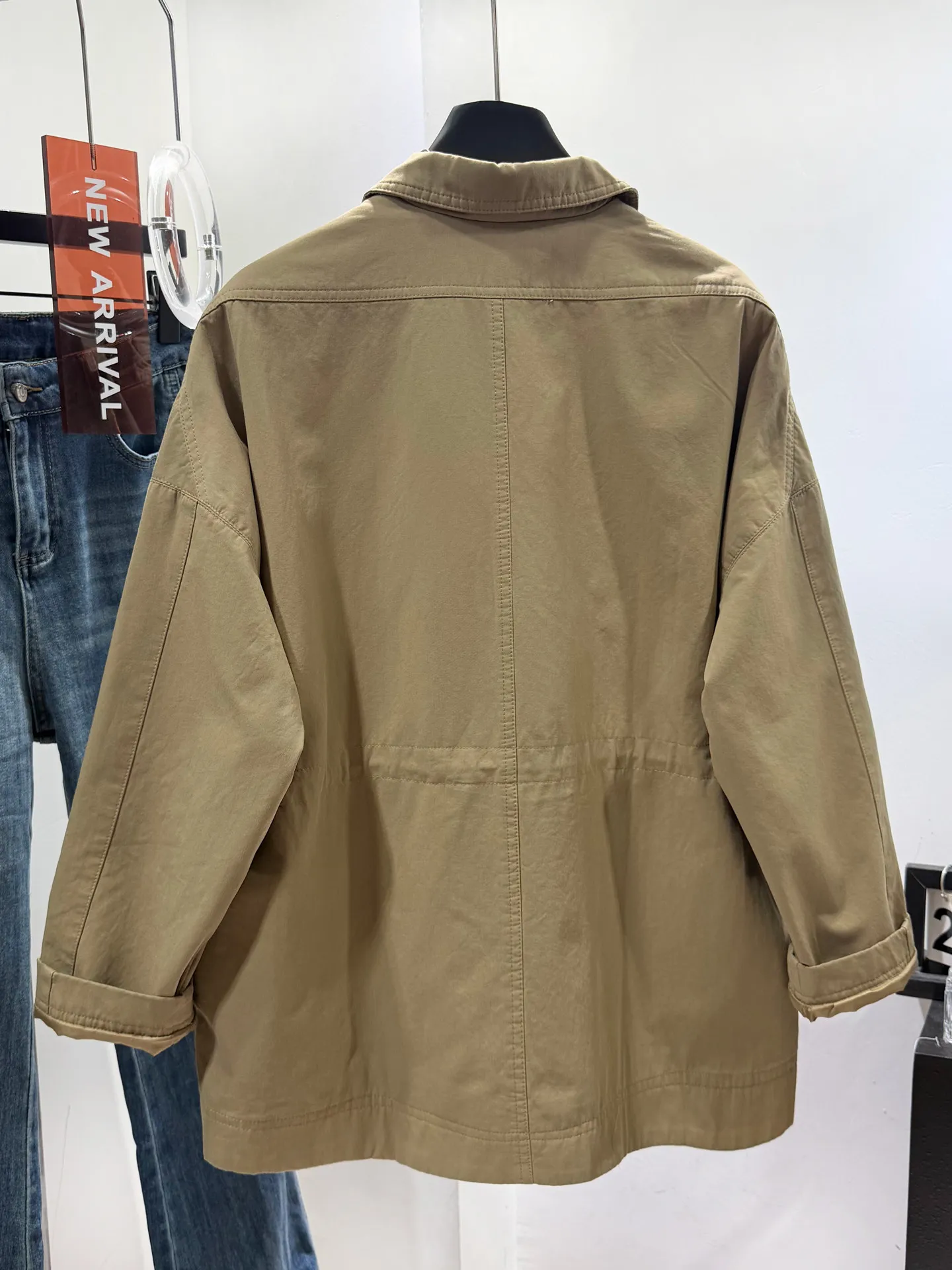 Spring and Autumn New Women's Windbreaker Coat Loose Double Breasted Casual Strap Windproof Coat