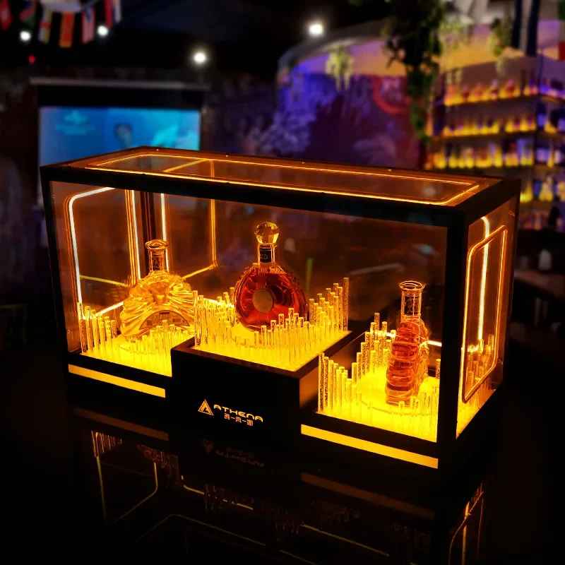 Big ternary wine seat foreign wine xo high-end led luminous champagne red wine rotating base bar