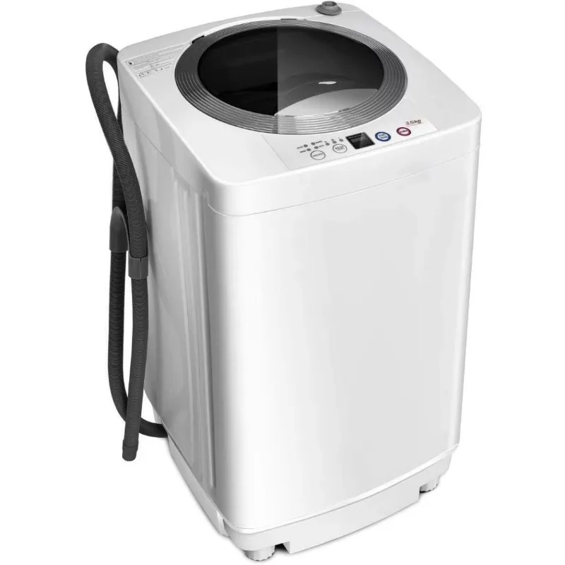 Portable Washing Machine, Full Automatic Washer and Dryer Combo, with Built-in Pump Drain 8 LBS Capacity