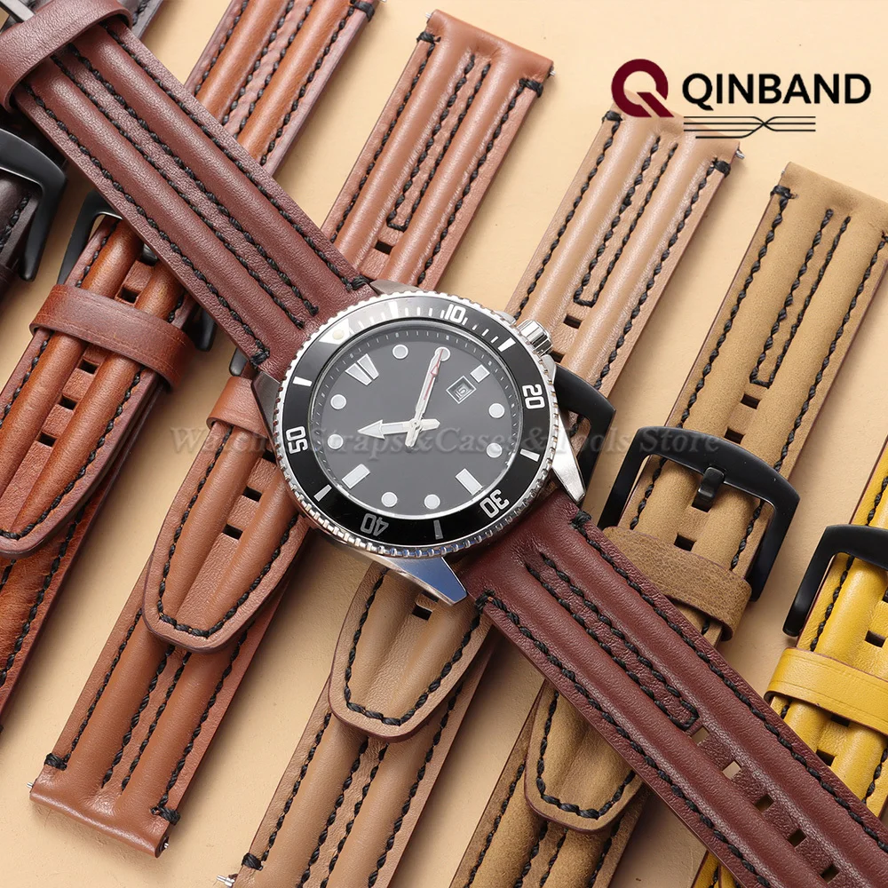Vintage-Armband aus echtem Rindsleder für Seiko-Uhrenarmband, 20 mm, 22 mm, 24 mm, für Omega, Schnellverschluss, universelle Armbänder für Herren und Damen – Detail 11