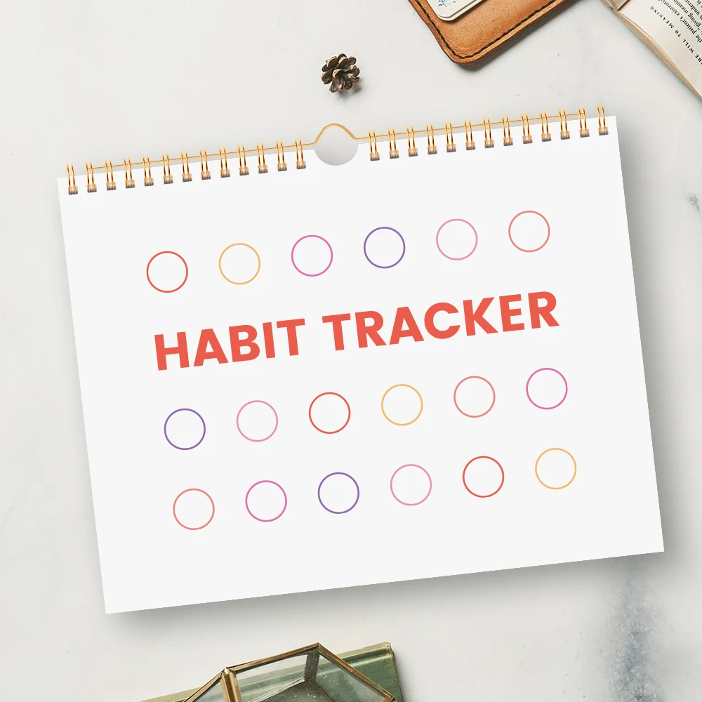1Pc Habit Tracker Notebook, Spiral Daily Goal Planner with Monthly, Weekly Checklists & Notes Pages