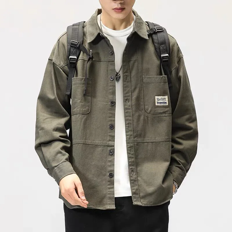 American Style Workwear Shirt Jacket Men's Long Sleeve Casual Loose Fit Polyester Fiber Non-iron Wear Resistant Autumn 2026