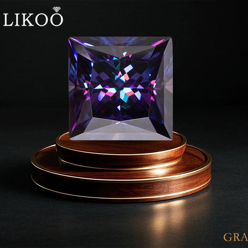 

Новый королевский фиолетовый цвет муассанит камень огранки принцессы GRA сертифицированный муассанит свободные драгоценные камни проходит тестер бриллиантов для изготовления ювелирных изделий