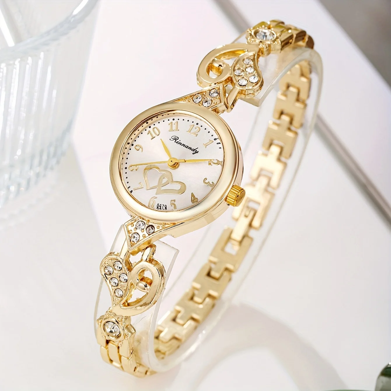 1/3PCS Elegant Women Quartz Watch Fashion Rhinestone Hearts Bracelet Band Ladies Wristwatch Reloj Mujer（Without Box）