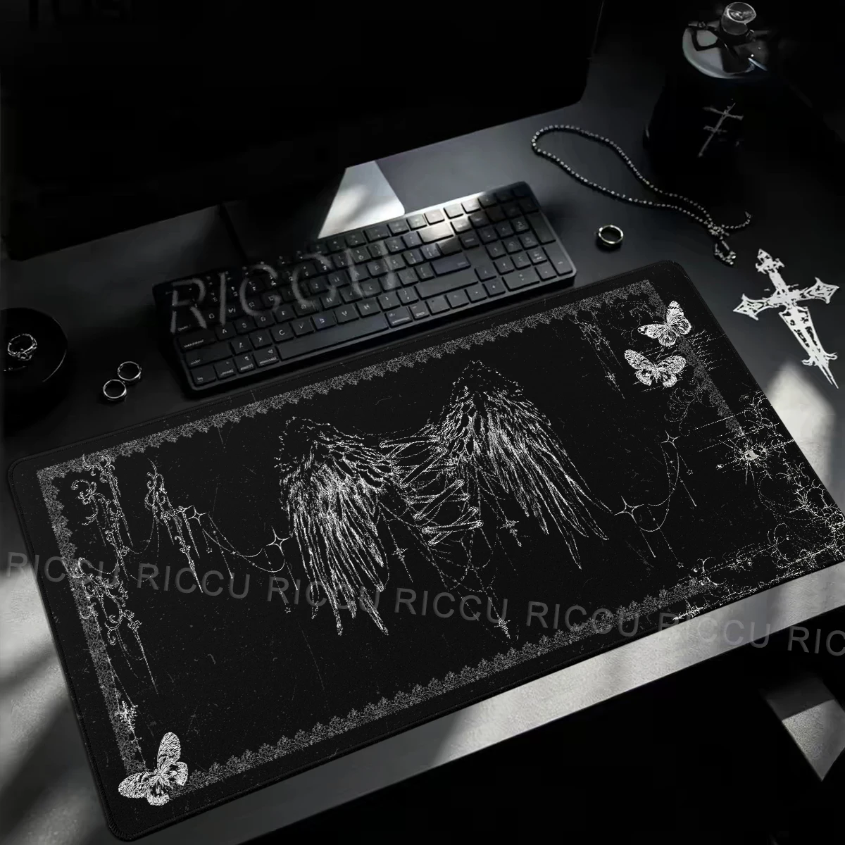 Cool Gothic Symbol Art Design Large Anti-slip Rubber Mouse Pad XXL Black Computer Keyboard Mat Gaming Accessories Desk Decortion
