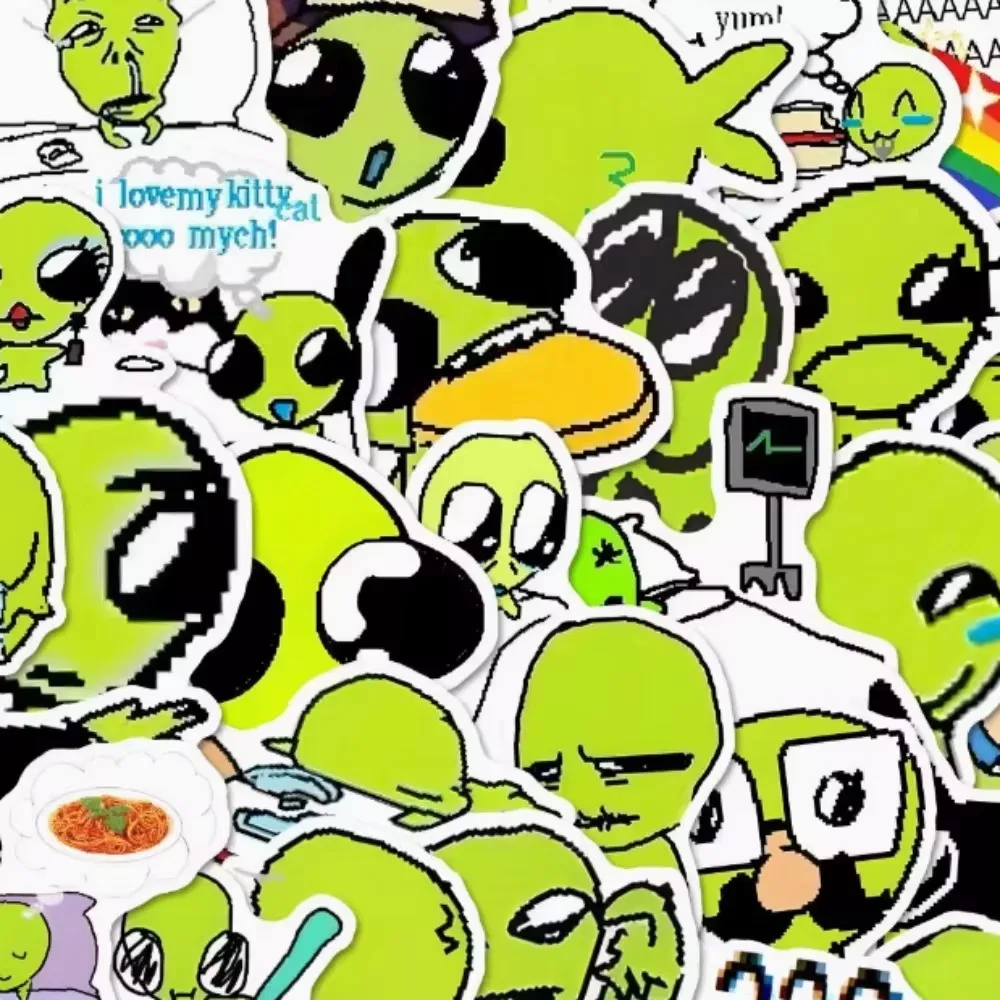 52 قطعة عيون كبيرة مضحكة Q-সংস্করণ الأخضر الغريبة ملصق DIY بها بنفسك المواد ديكور لحالات الهاتف دفتر سطح المكتب مكتب الجدار