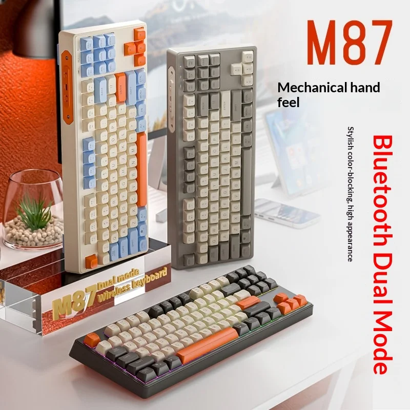 FREEWOLF M87 Wireless Dual-Mode Mechanical Keyboard with Gradient Keycaps, Compatible with MAC