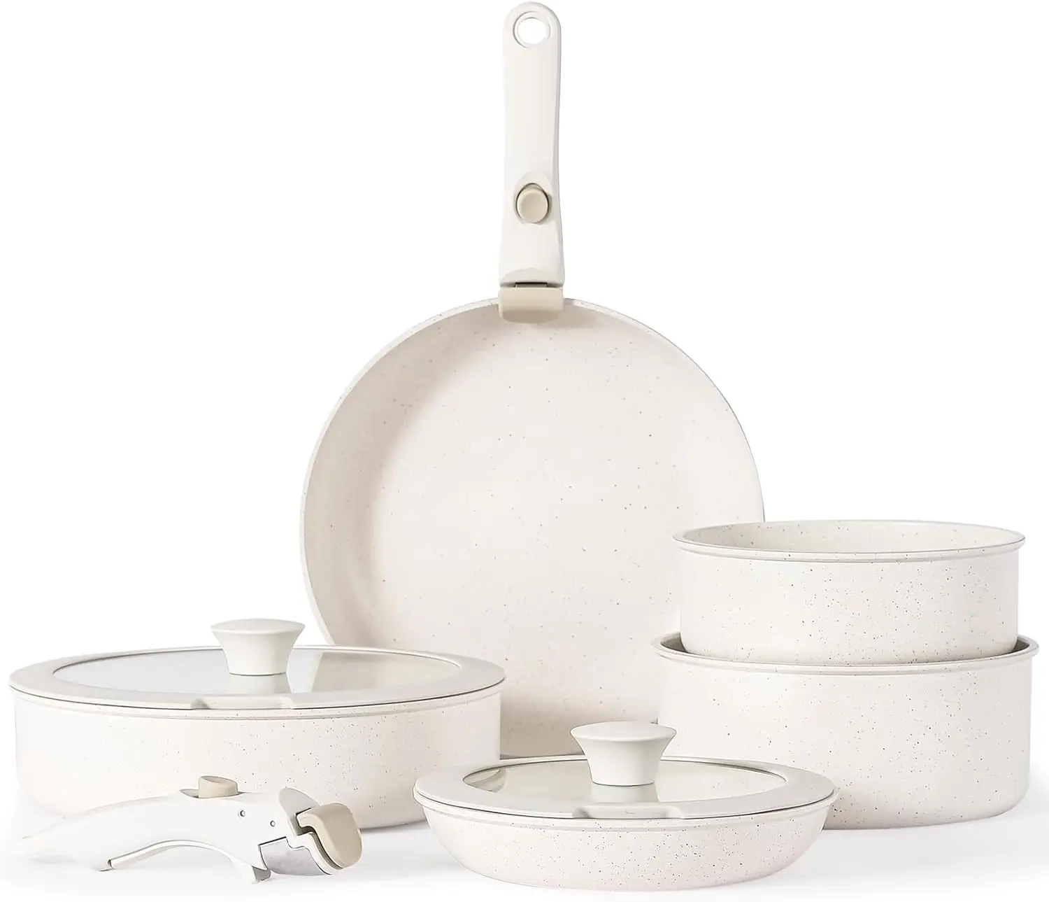 

Ceramic Pots Pans Set Non Stick Removable Handle Detachable Handle Pots Pans 9pcs Nonstick Cookware Set Non Toxic PFAS/PTFE